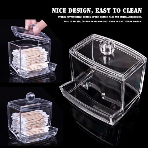 

3 Style Acrylic Cotton Swabs Storage Holder Box Portable Transparent Makeup Cotton Pad Cosmetic Container Jewelry Organizer Case