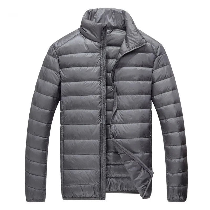 Autumn Mens Down Jacket Male Coat High-end Brand White Duck Down Light Thin Fashion Solid Color Slim Casual Stand Collar down jacket mens jacket