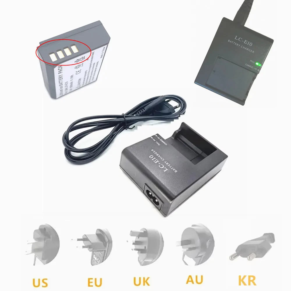 LP-E10 Camera Battery Charger Replace LC-E10C for Canon 1100D 1200D 1300D 1500D Rebel T3 T5 T6 T7 T100 3000D 4000D 2000D X80 X90