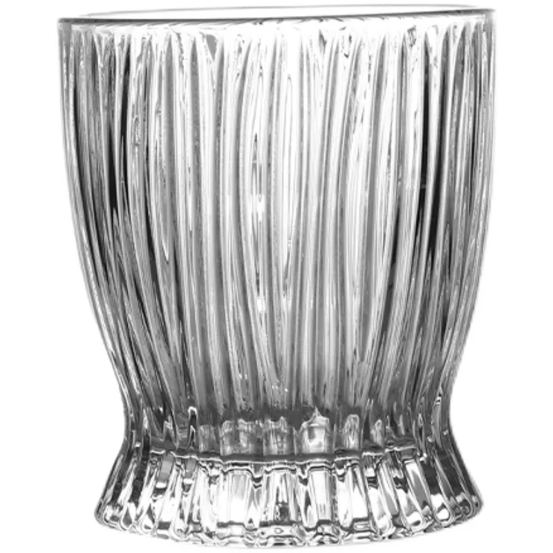 265ml Drinkware Glass Cup Relief Stripe Pattern Milk Shake Cup Heat Resistant Coffee Retro Light Luxury Wine Drinking Bottle