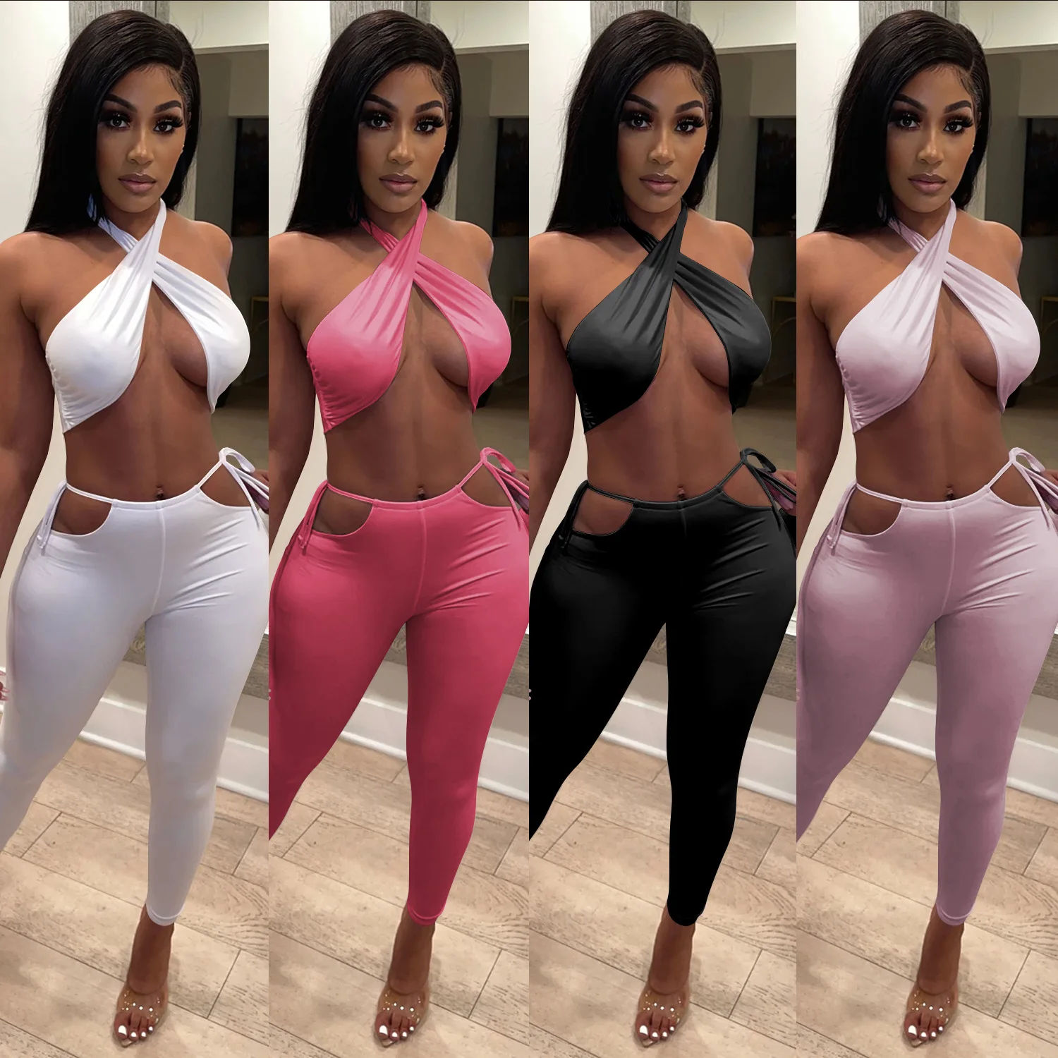 

2022 Summer Women's New Fashion Sexy Two Piece Chest Wrap Set
