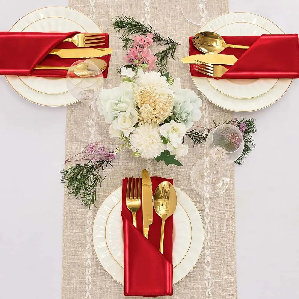 Satin Napkin Serving Square For Table Decoration Dinner Towel For Wedding Party Home Hotel Christmas 30cm X30cm 6pcs