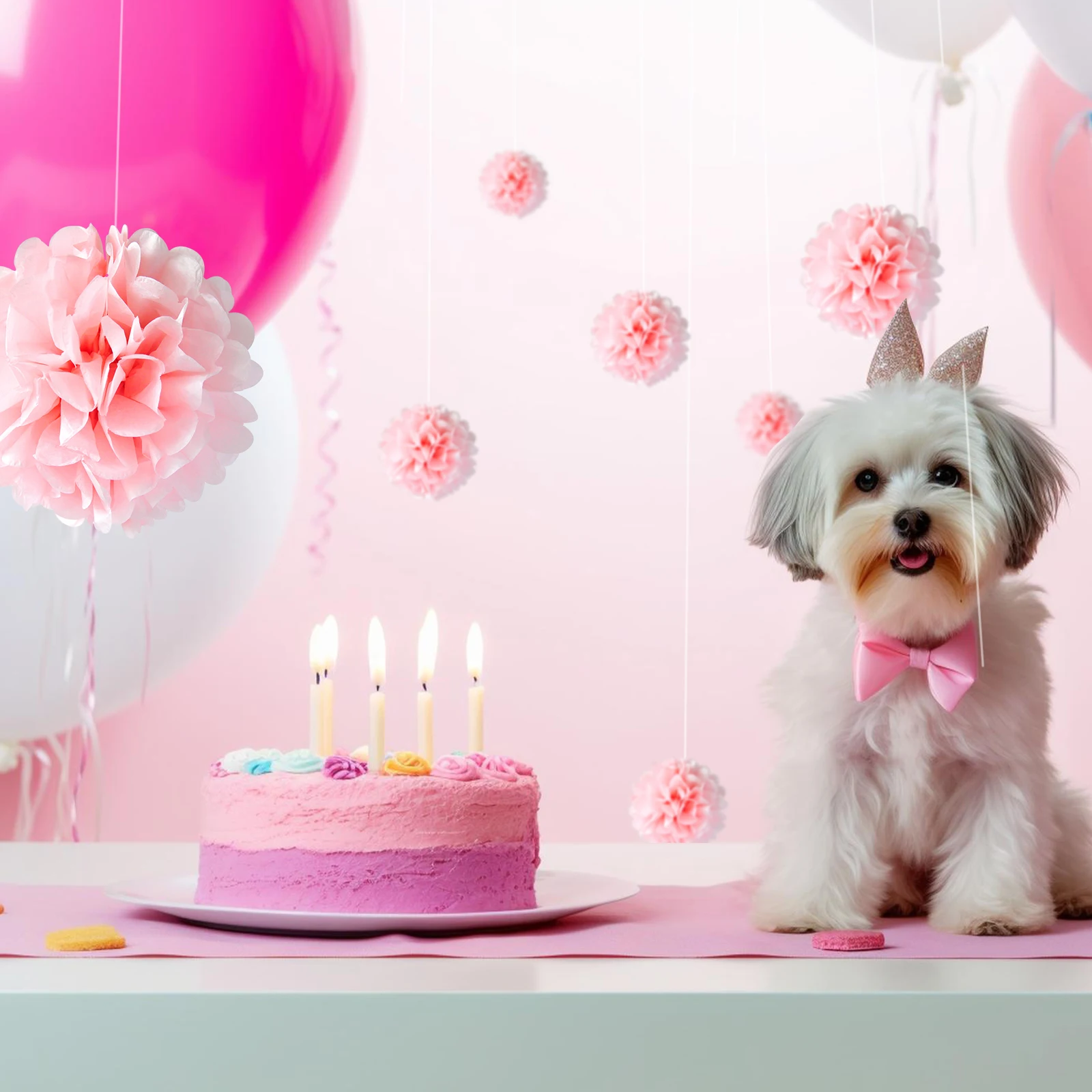 1 Pz Set 7.8 Pollici Di Carta Rosa Fiori Di Carta Decorazioni Pom Pom Paper Per La Festa Di Compleanno Pom Pom Paper Balls Hanging Tissue