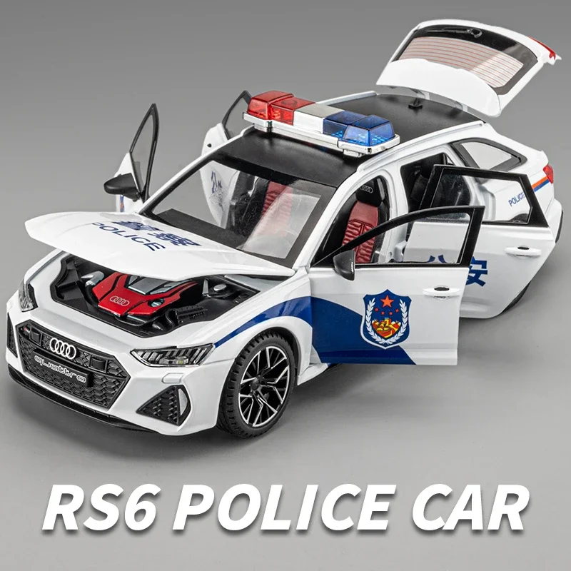 

1/24 Audi RS6 Avant Station Wagon Alloy Car Model Diecasts Metal Toy Police Vehicles Car Model Simulation Sound Light Kids Gifts