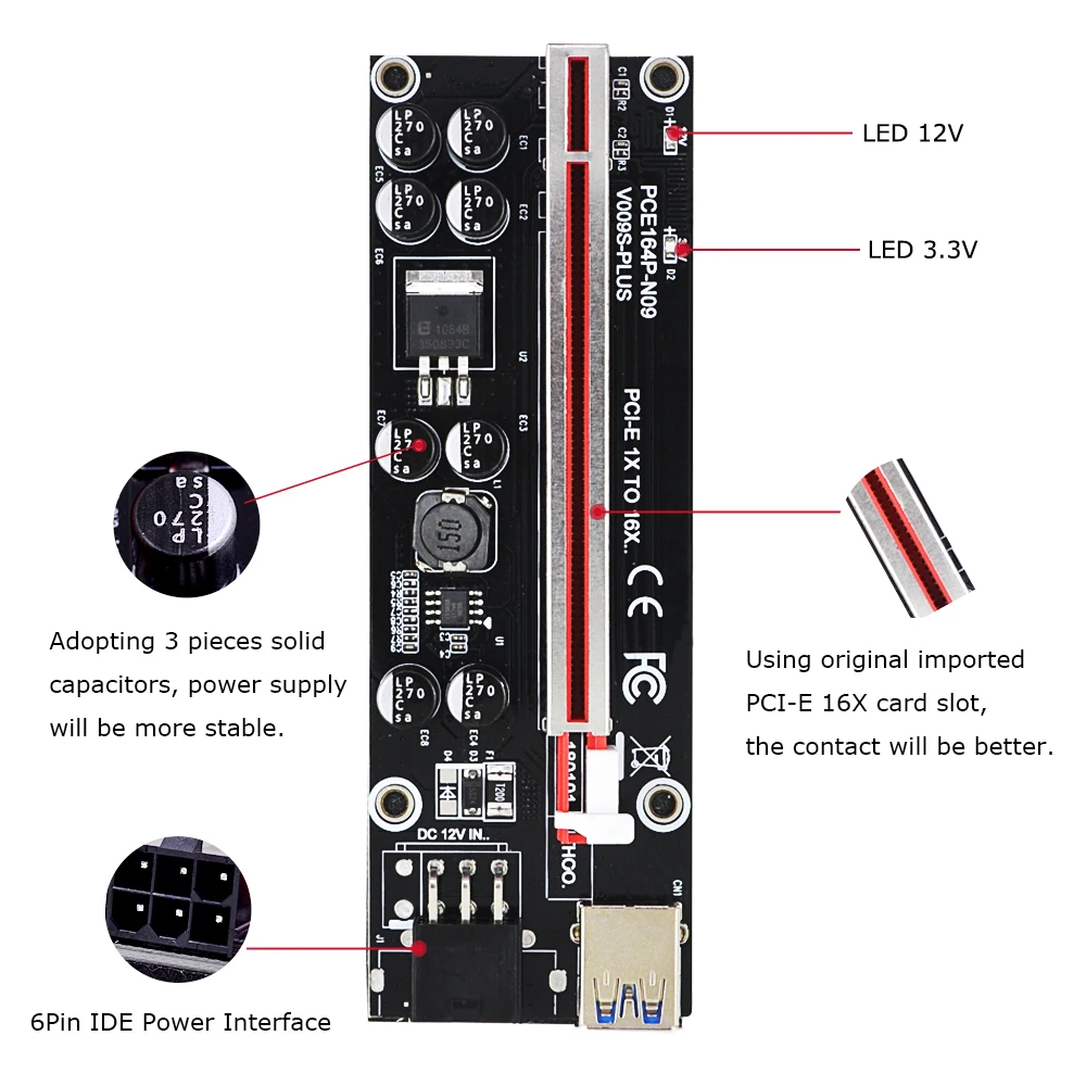 NVMe To PCIE Adapter Card CHIPAL Dual LED VER009S V009S Plus