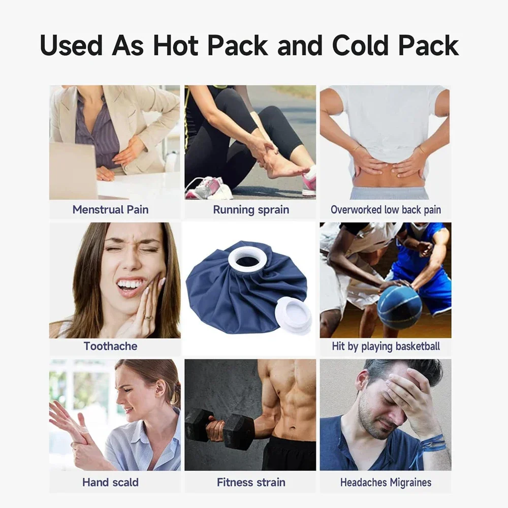 Ice Pack for Injuries Reusable, Ice Bags Hot Water Bag for Hot & Cold Therapy and Pain Relief with Cover,No-Leak Elastic Ice Bag