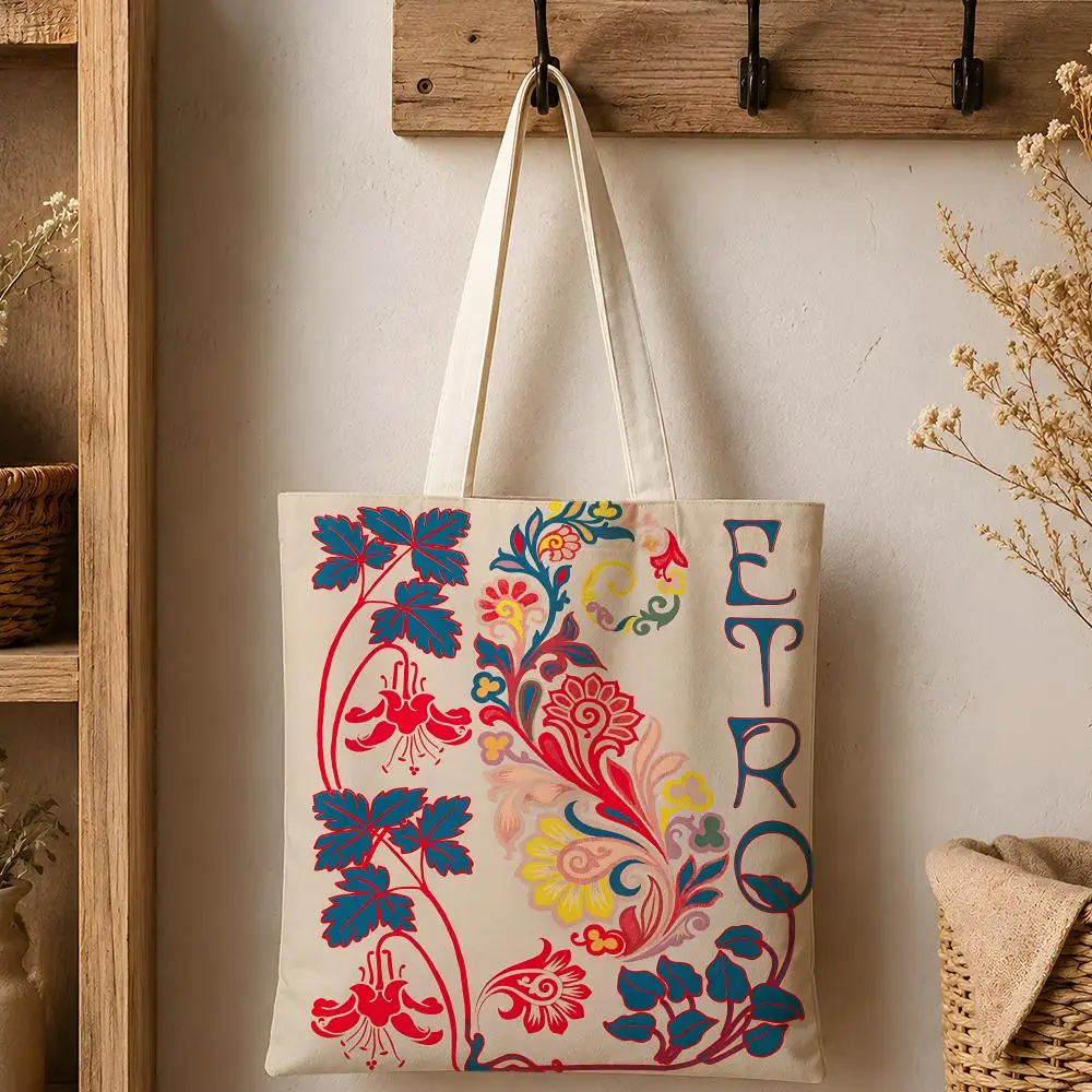 Eco-Friendly Cotton Canvas Tote Bag - Reusable Large Capacity Fashion Storage Bag