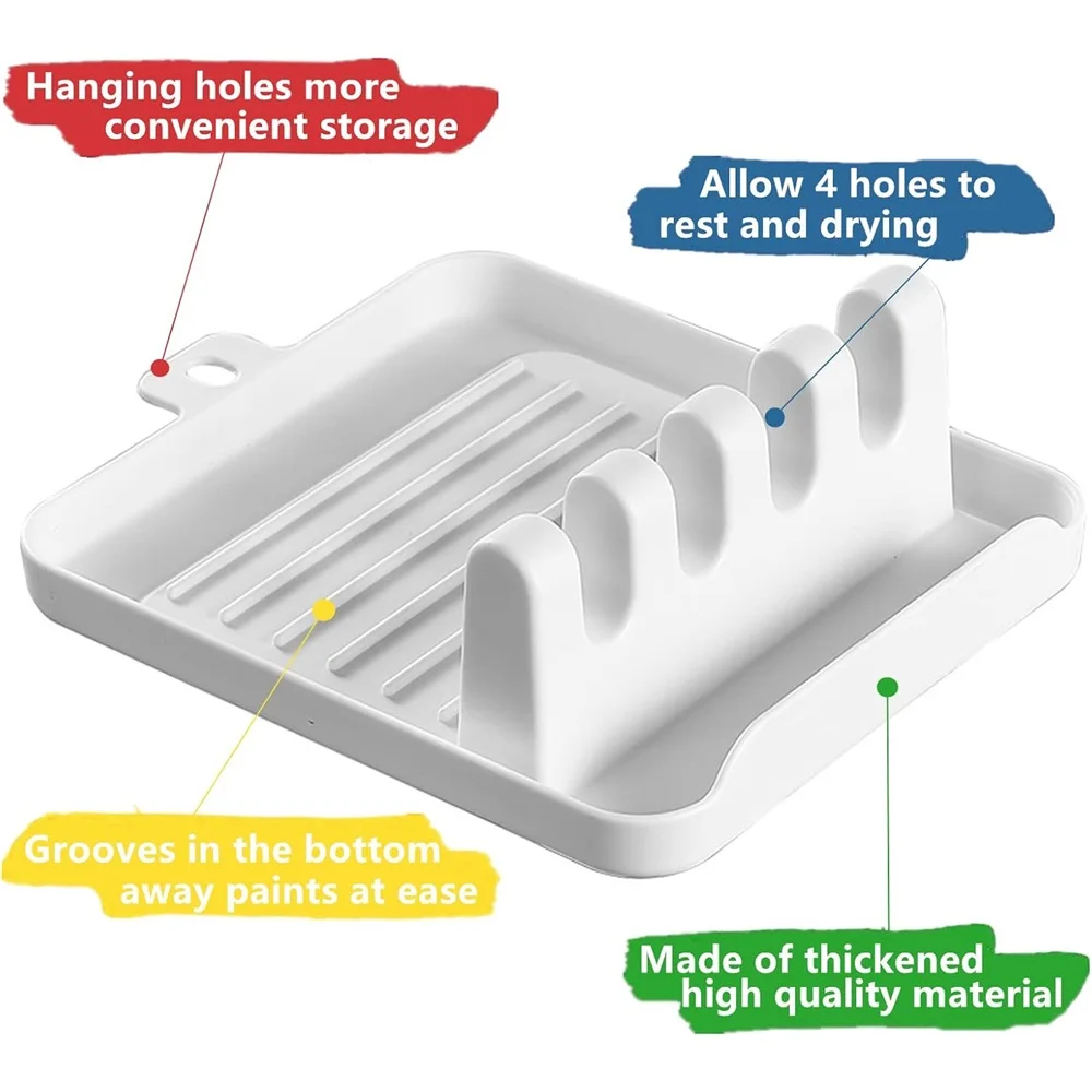 Paint Brush Holder Slots Desk Brush Rest Water Coloring Display Stand Watercolor Acrylic Oil Painting Brushes Storage