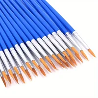 30pcs Fine Tip Paint Brushes, Washable Nylon Bristles for Detailed Artwork, DIY Crafts & Graffiti - Blue Plastic Handles 1