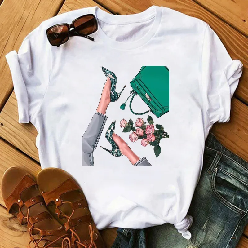 

High heels BFashionable ladies Europe and The United States tide style of the original sufeng cover T - shirt clothing women