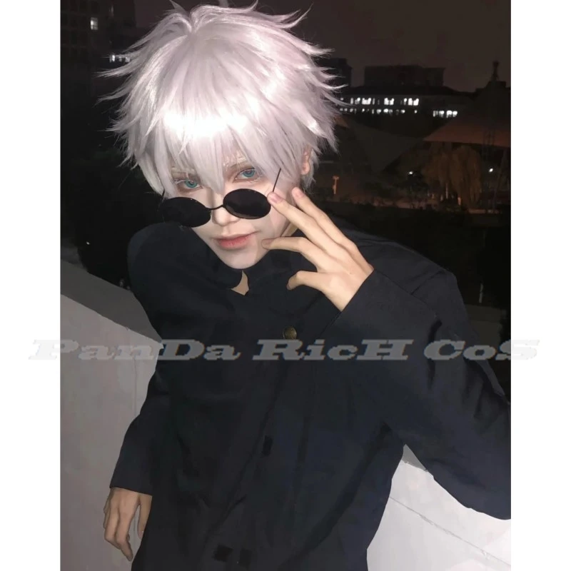 

Anime Jujutsu Kaisen Gojo Satoru Cosplay Costume Gojo Satoru Wig Glasses High School Uniform Suit Halloween Costume Men Adult