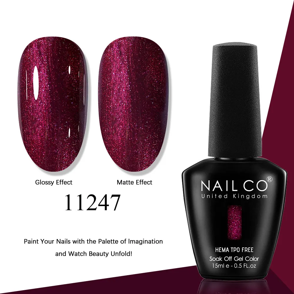 NAILCO Gel Nail Polish Pink Collection - 15ml Glitter & Nude UV LED Gel Varnish Set