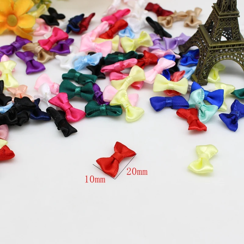 Ribbon Bow Decoration 50/100pcs 10mm-20mm Small Satin Ribbon Bows Flower Appliques sew Craft Wedding Party Sewing DIY Decorations
