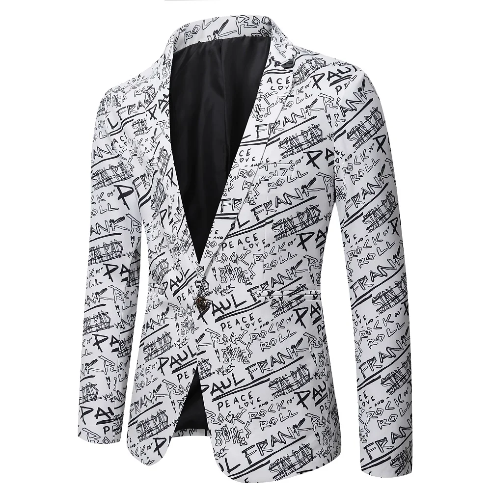 Brand Suit Jacket Fashion Letter Print Casual Slim Fit Blazers Homme 3D Floral Coat Autumn Man Business Social Dress Blazer Coat men suits jackets,autumn outsuit