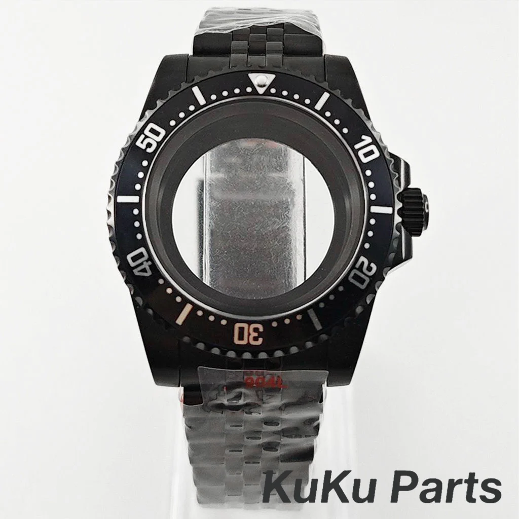 Black Purple GMT Bezel Watch Case with PVD Black Jubilee Bracelet and Sapphire Crystal