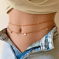 Summer New Boho Minimaliste Multicouche Taille Perles Pour Femmes Mode Géométrique Paillettes Sexy Corps Ventre Chaîne Bijoux Accessoire 6
