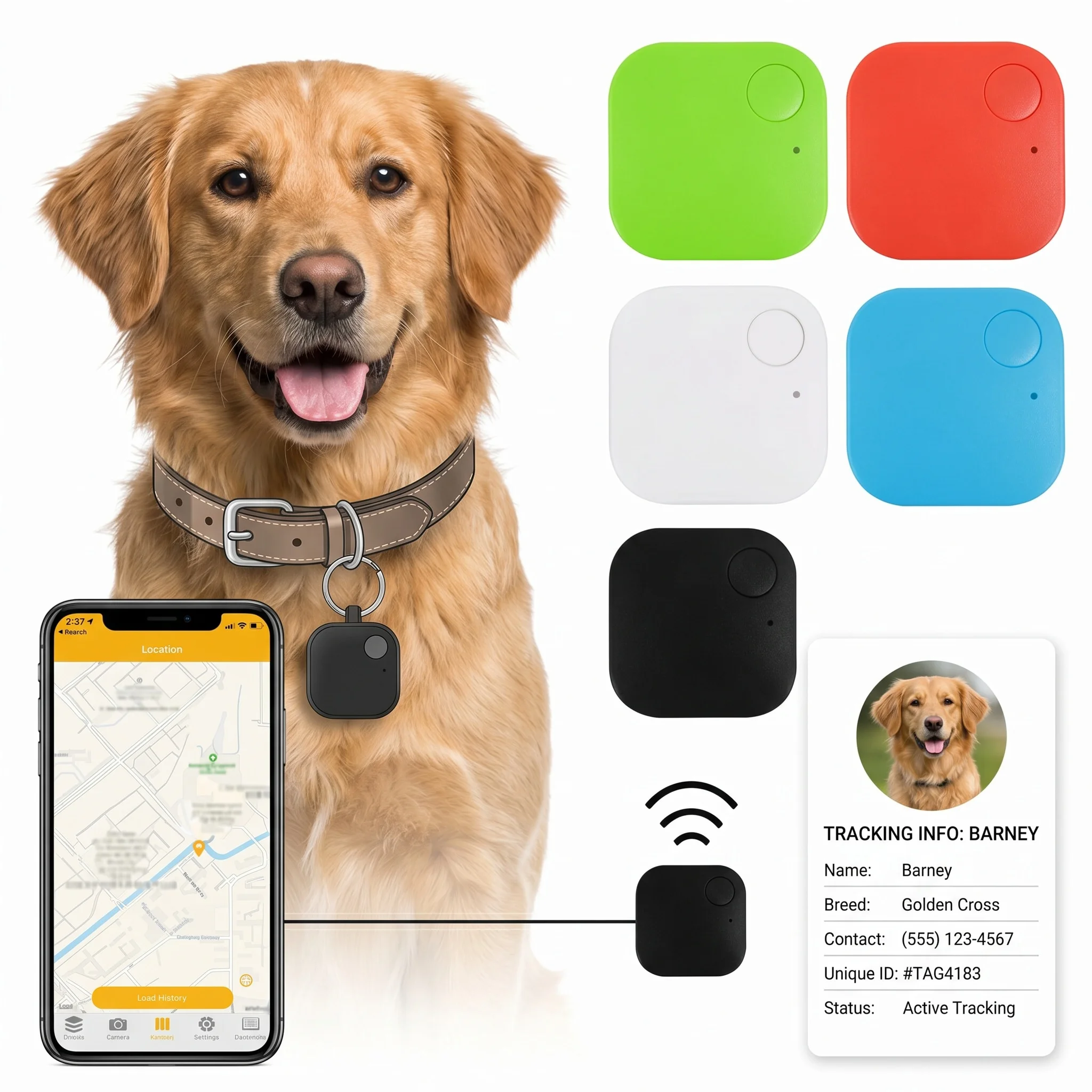 Compact Bluetooth Anti-Loss Pet Tracker with GPS and Built-in Speaker