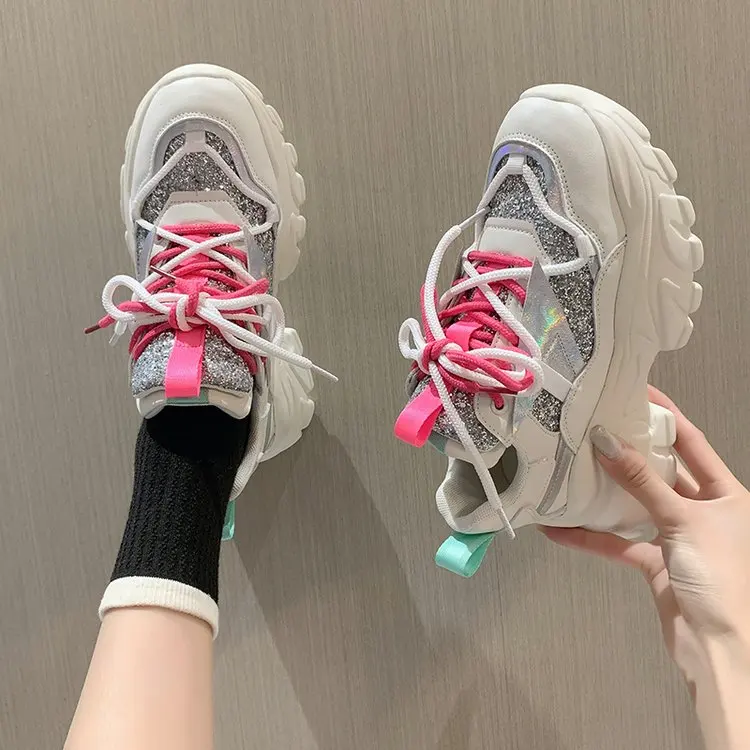 

Кроссовки женские массивные на толстой подошве, Вулканизированная подошва, роскошная Повседневная модная дизайнерская обувь