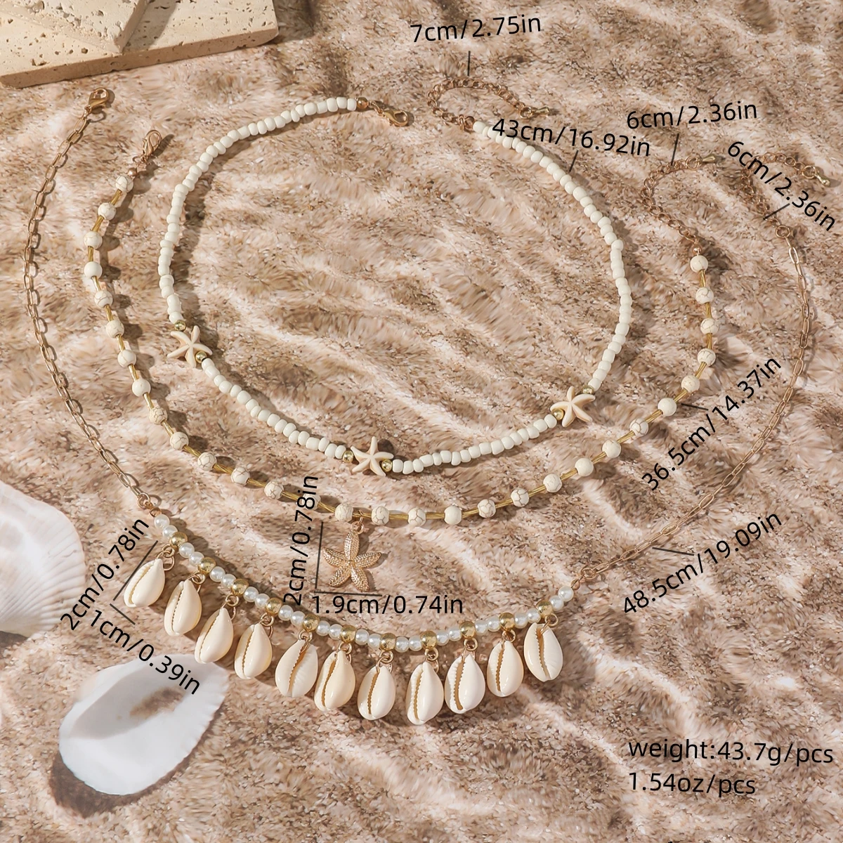 Fashion Multilayer Starfish Shell Pendant Necklace for Women Summer Beach Handmade Beaded Choker Necklaces Party Jewelry Gift