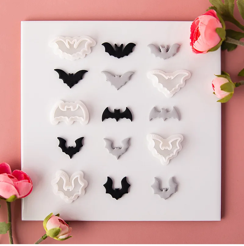 Description Picture 2 of itemHalloween Series Creative Mini Bat Shape Clay Cutting Molds Cutters For Making Soft Clay Earrings Jewelry Accessories DIY Gifts
