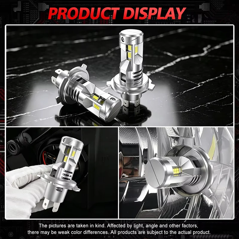 H4 LED 캔버스 헤드라이트 12V 9003 HB2 상/하향등 오토바이 헤드램프 초고휘도 5개 5570 CSP 터보 H4 LED 전구 (팬 포함)