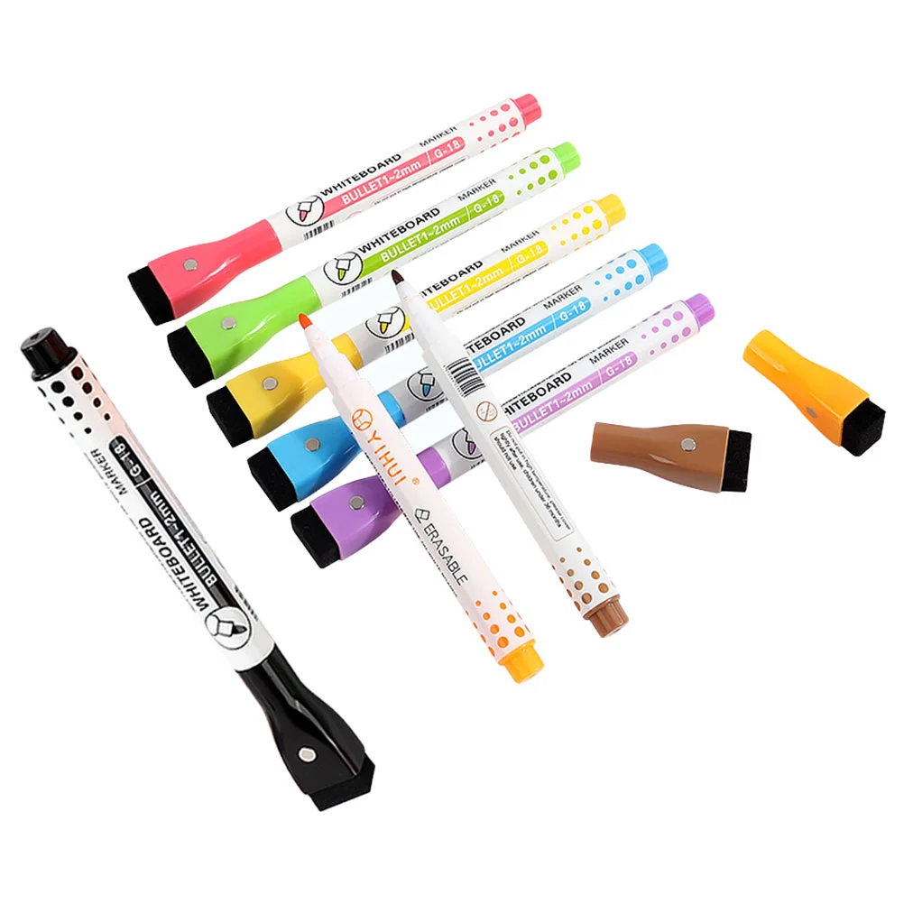 

8 Pcs Magnetic Whiteboard Pen Dry Erase Marker Markers with Eraser Small Fine Tip Pens Child