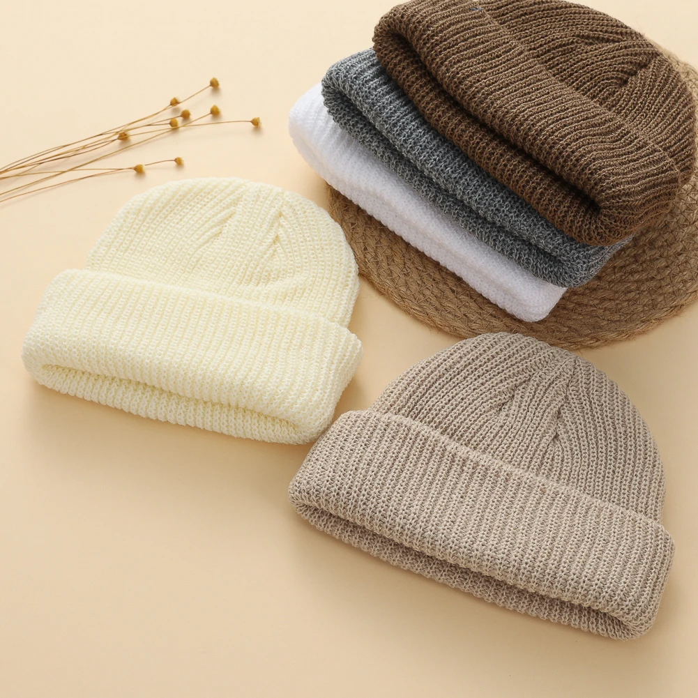 Herbst Winter Säuglings Turban Hüte Jungen Mädchen Koreanische Ins Solide Strick Baby Indien Beanies Caps Kinder Elastische Headwraps Kopfbedeckungen – Detail 7