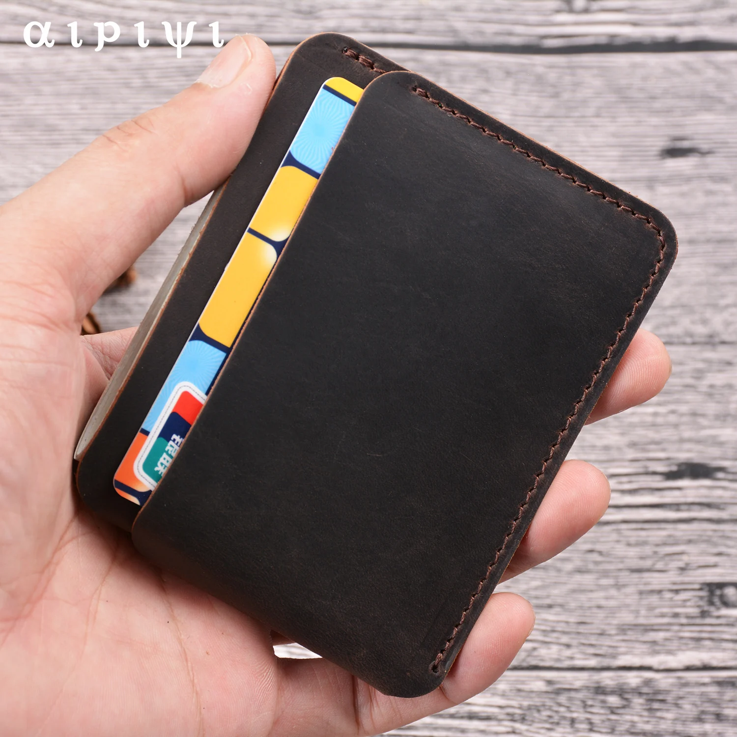 Vintage Handcrafted Top-Grain Leather Slim Wallet-Unisex Mini Card Holder & Coin Purse, Original Ultra-Thin Design for IDs, Ke
