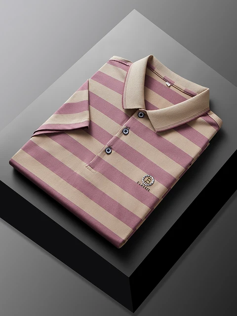 New 2024 Men Summer Brand New Letter Printed Short Sleeved Striped Polo Shirt Business Casual Skin Friendly Soft Tops Men's Wear - Image 4