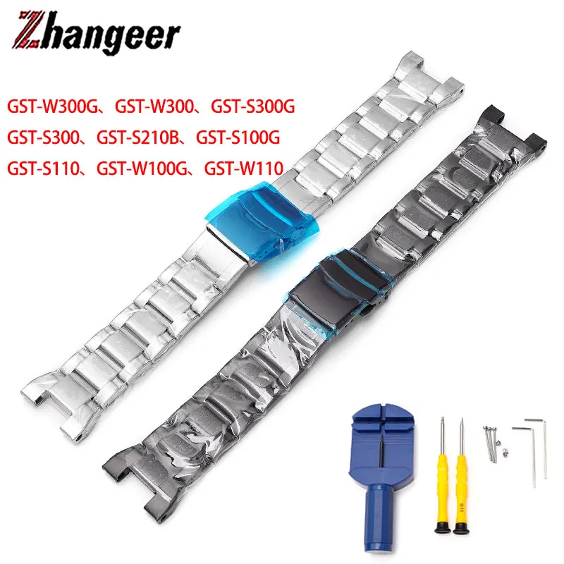 Cinturino Cinturino Solido In Acciaio Inossidabile Per Casio Gst-W300G W300 S300G S300 S210B S100G S110 W100G W110 Sostituisci La Cintura Del Cinturin
