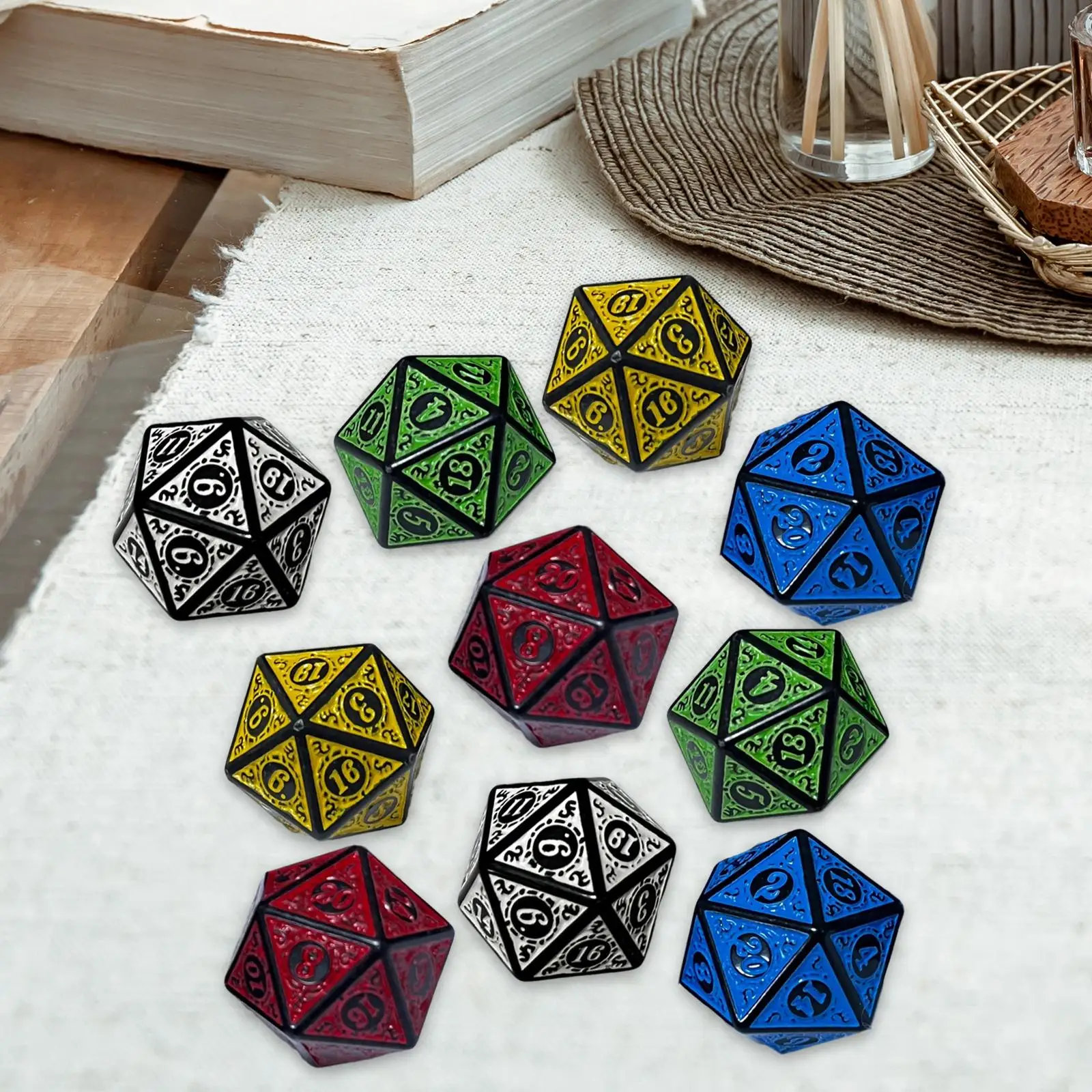 10x Astrology Dice Acrylic 20 Sided Dices Collectibles Board Game Dice Set, 2.1cm