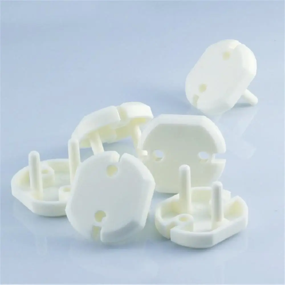 1-10PCS Kids Sockets Cover Plugs 2-hole Anti Electric Shock Plugs Protector White European Standard Abs Baby Row Plug Cover socket covers