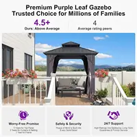 8'x8' Hardtop Gazebo  All-Weather Galvanized Steel Double Roof Outdoor Patio Garden Gazebo Including Netting and Curtains Grey 6