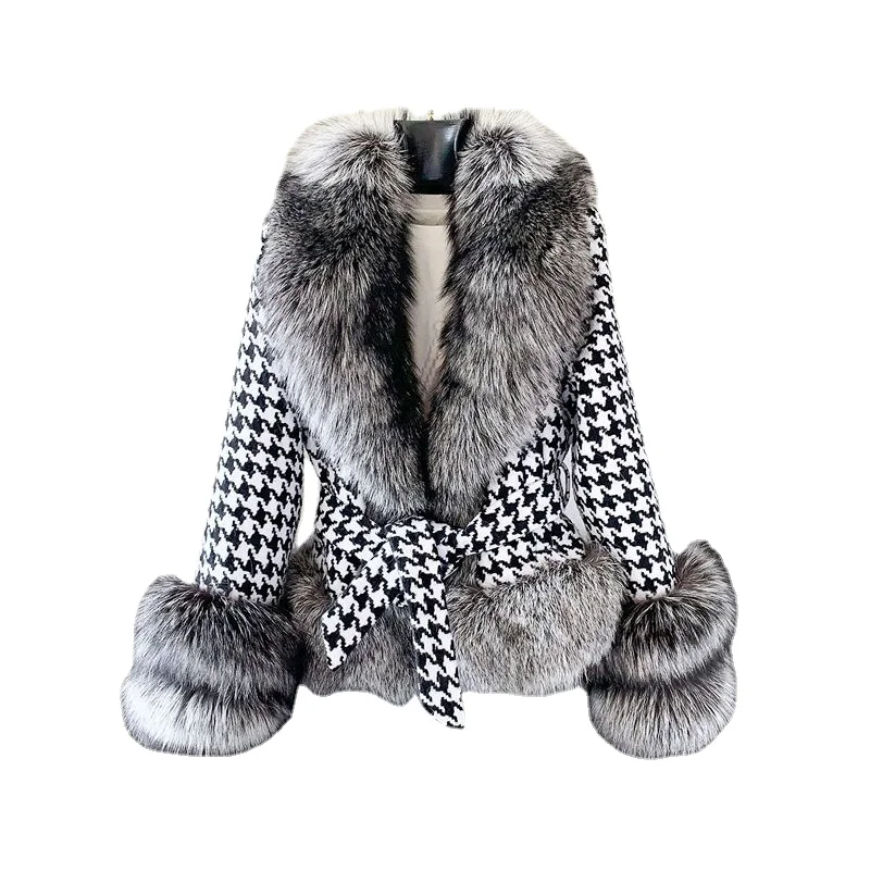 

Женское меховое пальто, короткая морская гусиная лапка, меховой воротник, мех чернобурки