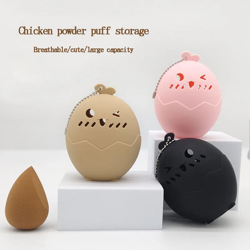 

Cute Chick Wet and Dry Silicone Makeup Puff Organizer Travel Portable Sponge Air Bag Breathable Beauty Egg Holder Storage Tool