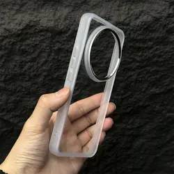 Fashion Clear Hard Case with Anti - Fingerprint Non - Slip Metal Frame for Huawei Mate 80 Pro (WHITE)