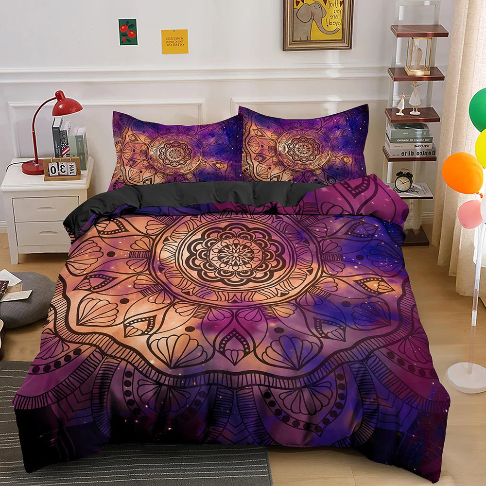 Psychedelic Boho ���Ÿ� ħ�� ��Ʈ 2/3PCS Pillowcase ŷ ���ٶ� �̺� Ŀ�� �� �̺� Ŀ�� ���� ������ ��Ʈ Ŀ��