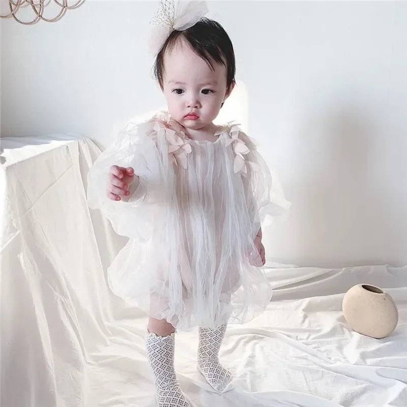 

2023 Summer Korean Style Girls Gauze dresses Little sister big sister matching outfit Baby Girls Party Dress Newborn Bodysuits