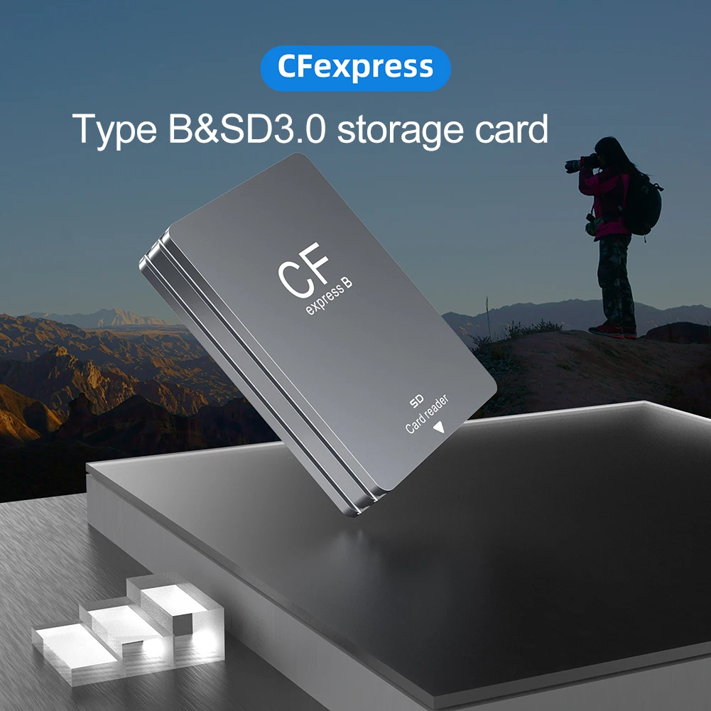 2 in 1 CFexpress B 타입 SD 카드 리더, 메모리 카드 리더, USB C에서 USB C/A 케이블 지지대, 안드로이드, 윈도우, 맥 OS SLR용