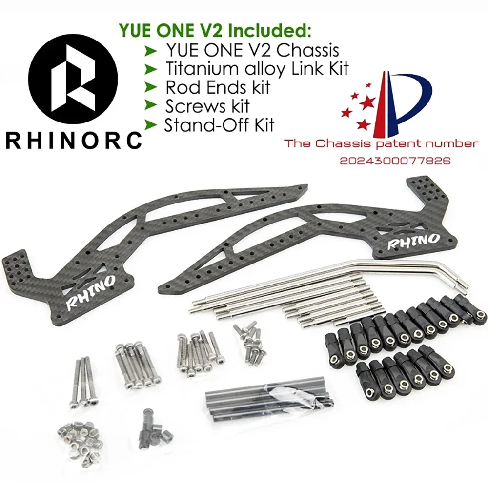 YUE ONE V2 Rhino 샤프트 MOA 전후방 포털 액슬 세트, RC 드라이브 샤프트 액슬 거치대, 탄소 섬유 섀시 프레임, 1/10 크롤러용