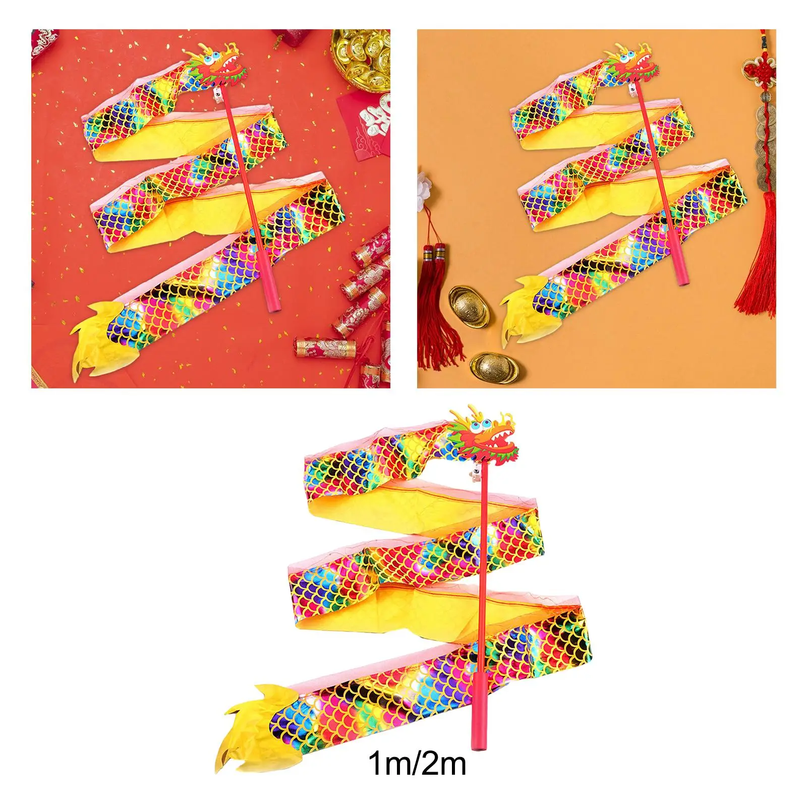Dragon Dance Ribbons DIY Crafts Wedding Kids Background Birthday Decoration Streamer Sticks Glowing Dragon Ribbon Dragon Lantern 4