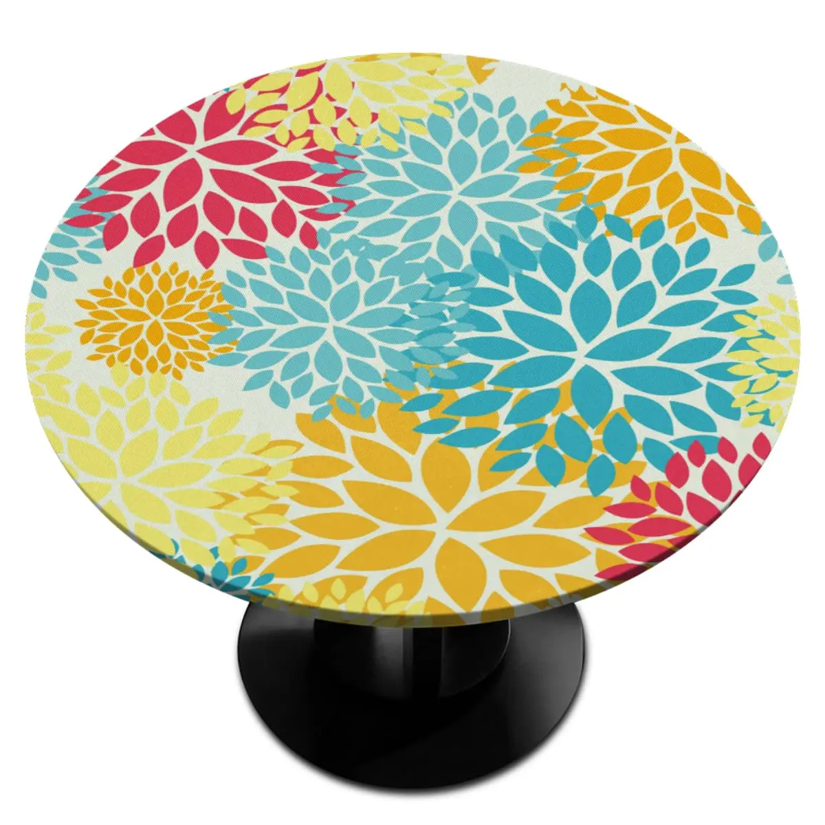 

Colorful Abstract Round Fitted Tablecloth with Elastic Table Cover Round Tablecloth Round Table, Waterproof Fitted Table Cloth