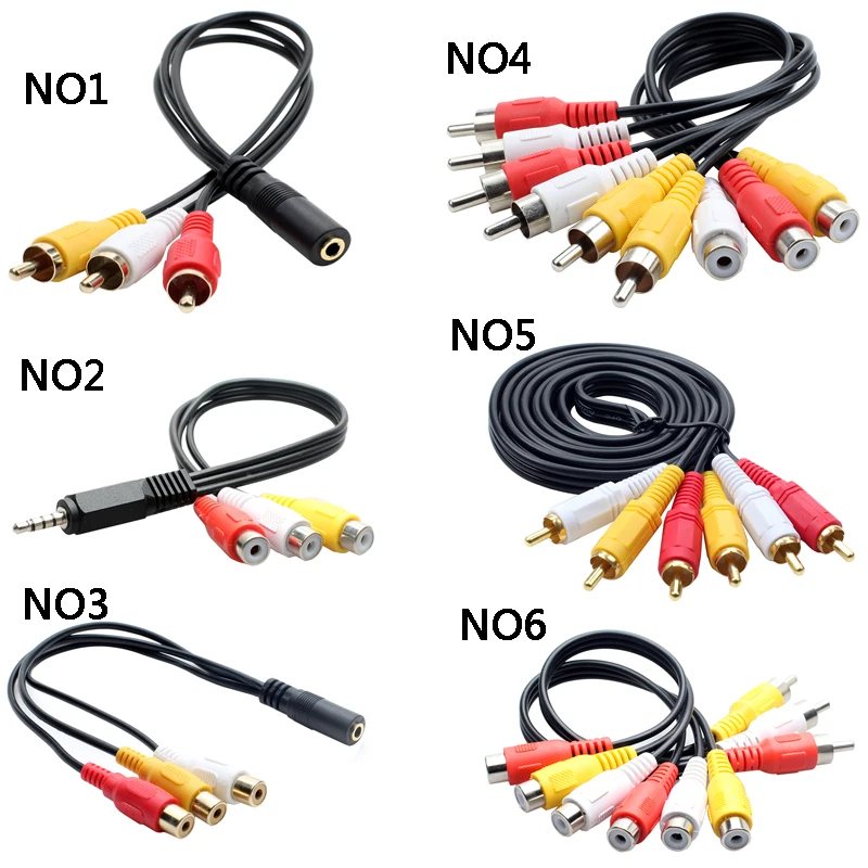 35mmtoRCAAVAudioVideoOutputCableAUXCableCord3RCAJacka
