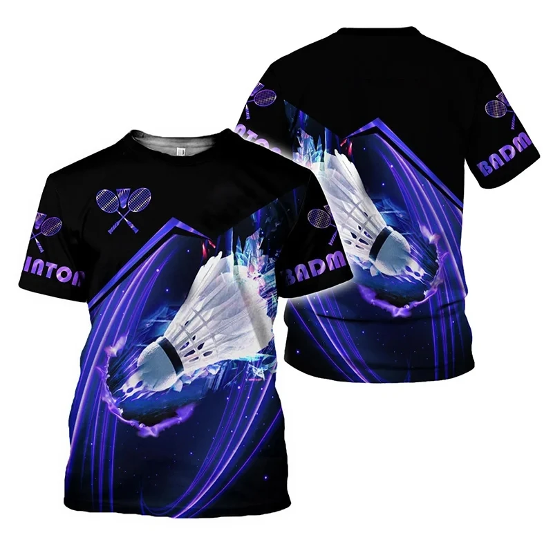 Mens T Shirt Gym 3D Indoor And Outdoor Sports Badminton Print T-Shirts Fashion Sportswear Unisex Daily Fitness Streetwear Tops