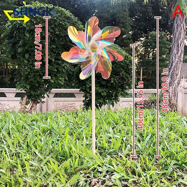 1Pc 18 Cm/24 Cm -Es Csapok Reflektív Elrettentő Szélmalom Védelem A Kerti Növényi Virágkert Gyep Dekorációja - Image 5
