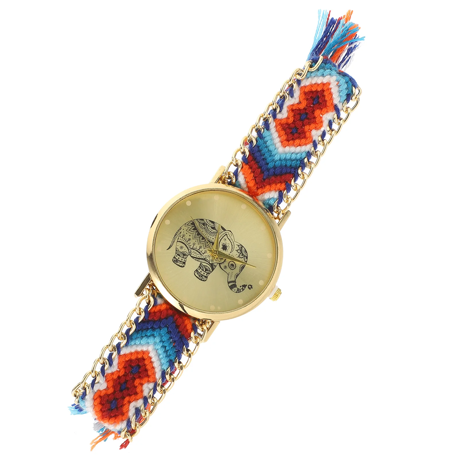 

Elephant Watch Ladies Watches Women Ethnic Braided Wrist Hand Woven Quartz Material Bracelet Rope Miss