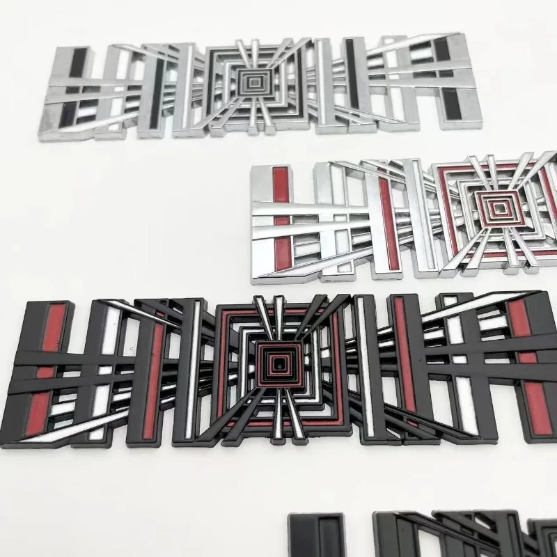 3D Metal Letter Tail Badge Plaid Emblem Decals Car Accessory