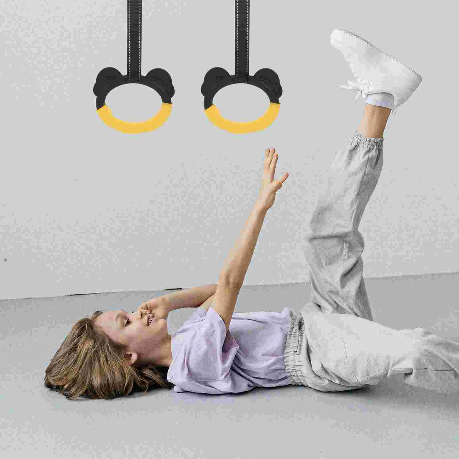 Plastic Iron Kids Pull Up Rings Gymnastics Trainer Exercise Rings For Gym Workout Sports Baby Gymnastics Equipment