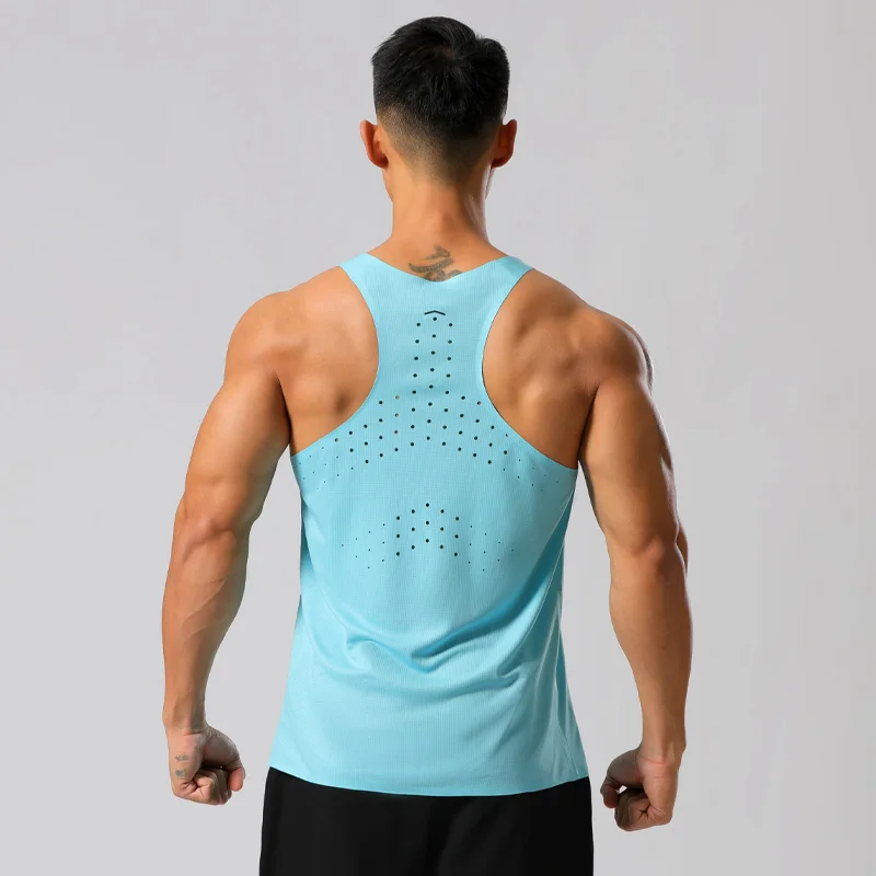 Męska koszulka na siłownię uliczna wysokiej jakości koszulki bez rękawów szybkoschnący podkoszulki treningowy podkoszulki Fitness z siatką oddychająca kamizelka sportowa
