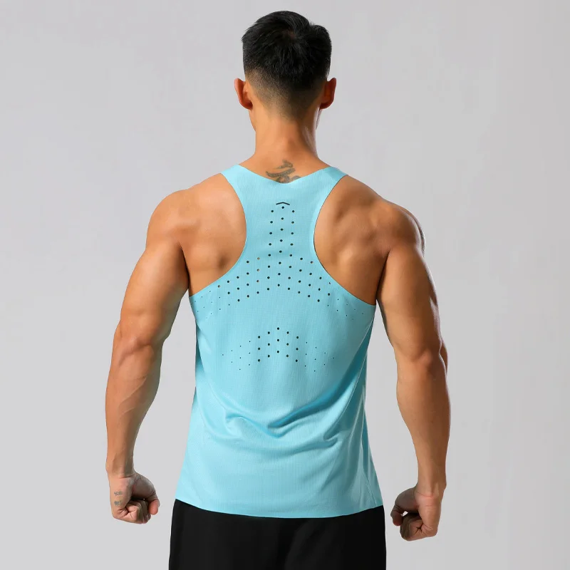 Men Gym Shirt Street High Quality Sleeveless T-shirts Quick Dry Tank Tops Workout Fitness Singlets Mesh Breathable Sport Vest 4